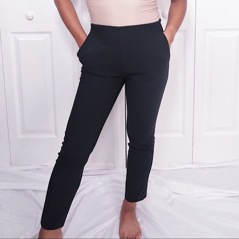 ANN TAYLOR Petite Straight Stretchy Pants Black